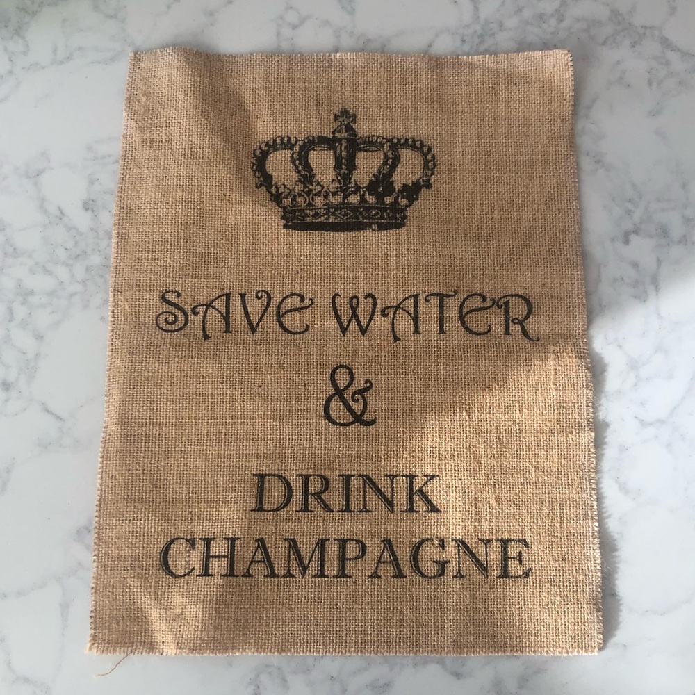 Save Water Drink Champagne 14x11 Burlap canvas